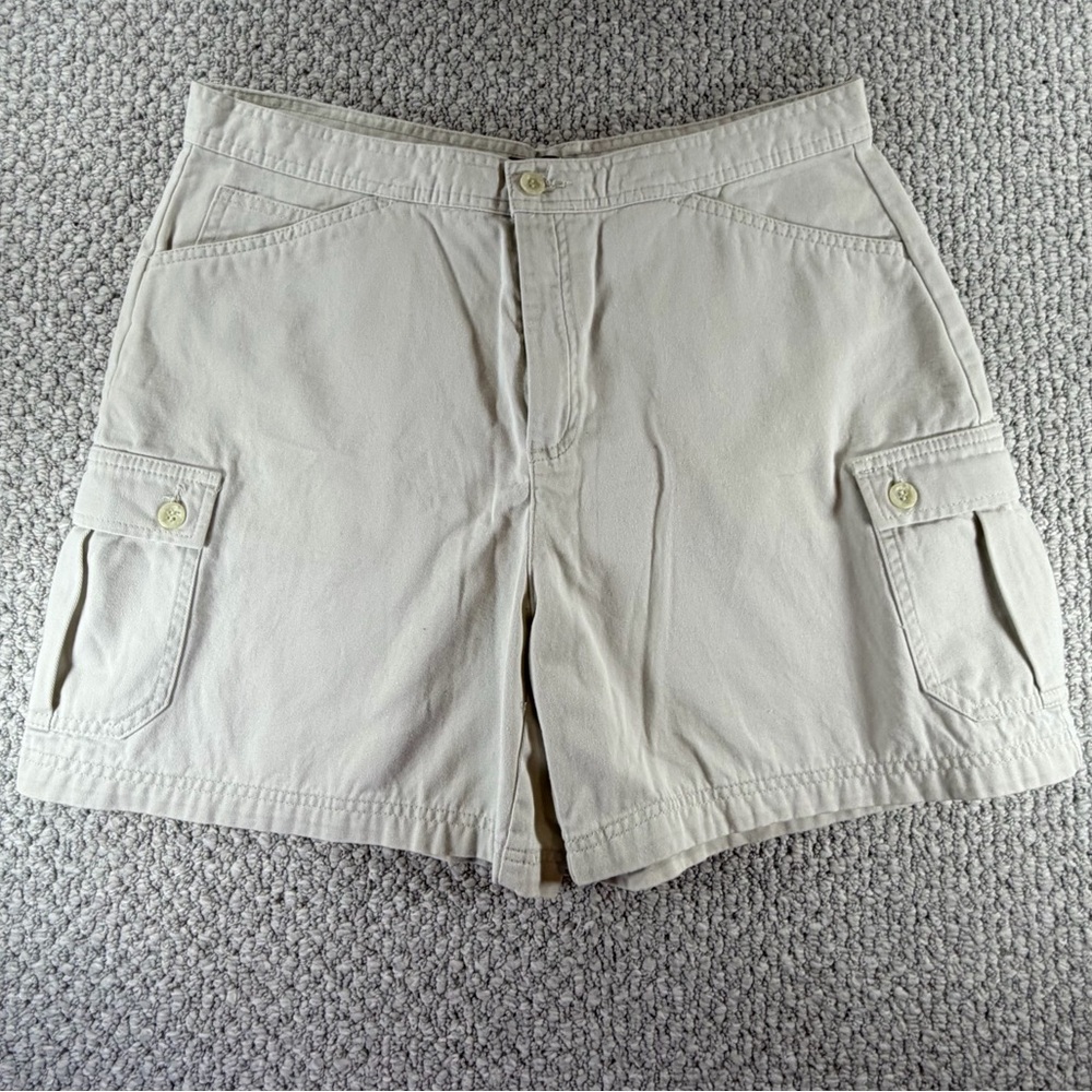 Dockers Recode Shorts-Khaki tan- mid-rise-cargo-100%Cotton-Vintage Women Size 14